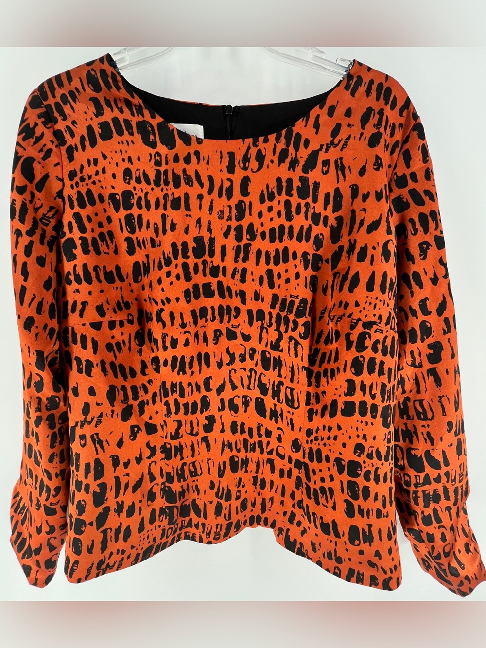 Vintage Anne de Villers Paris Animal Print Top Burnt Orange French Chic